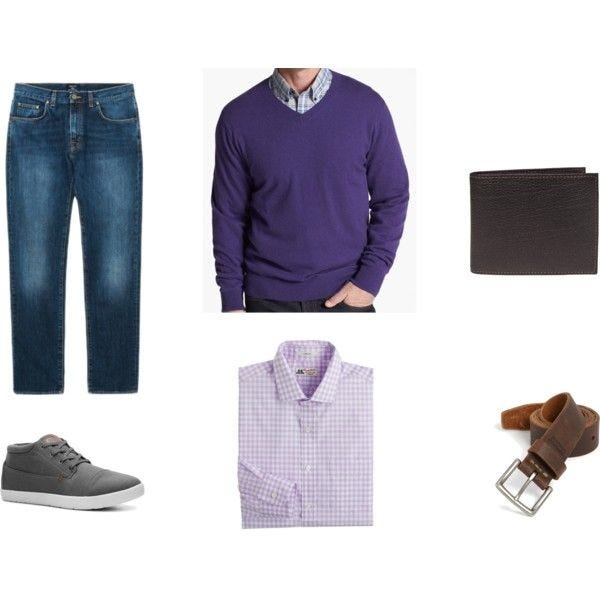 Mens purple best sale shirt outfit