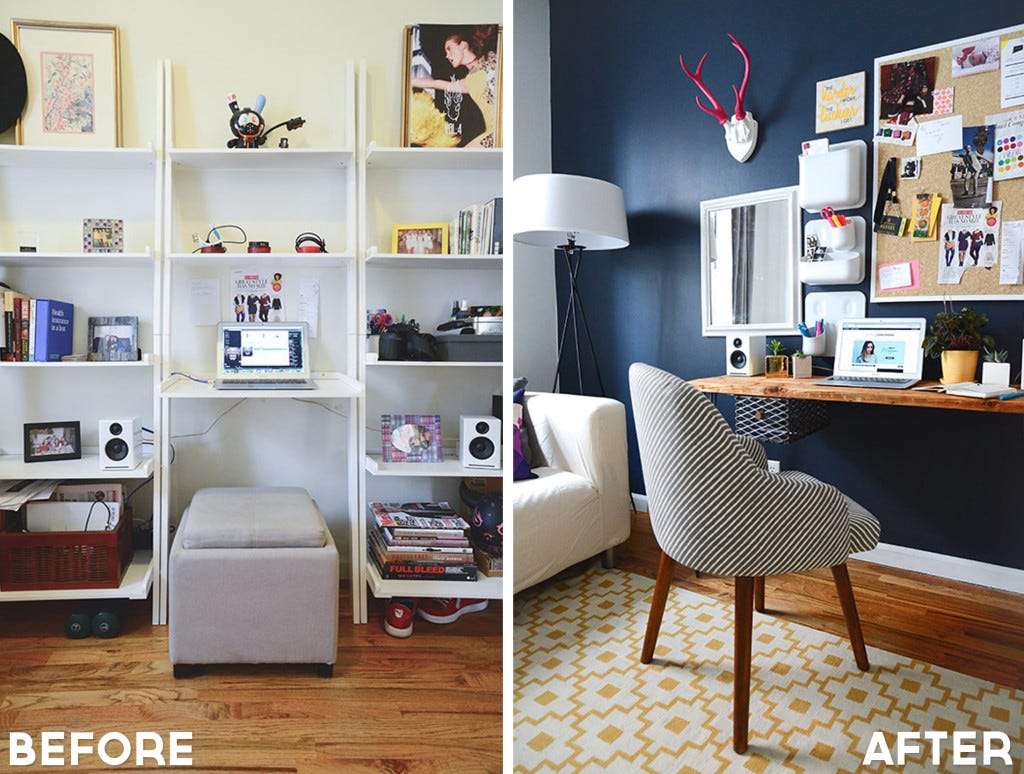 style girlfriend home office, before and after, home office makeover