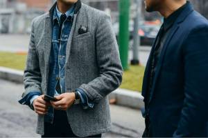 denim jacket with blazer, ways to wear a denim jacket