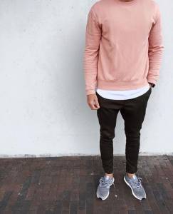 jogger pants with pink sweatshirt