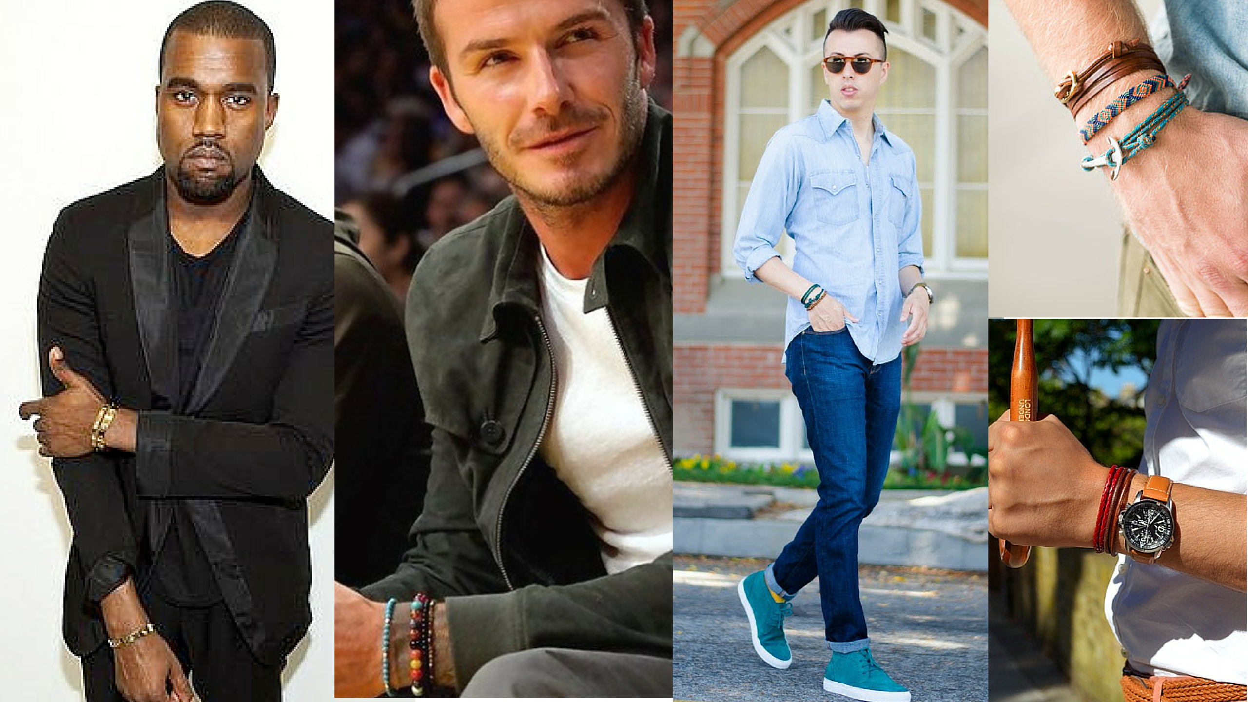 kanye, david beckham, blake scott, men's style, men's jewelry, men's bracelets,