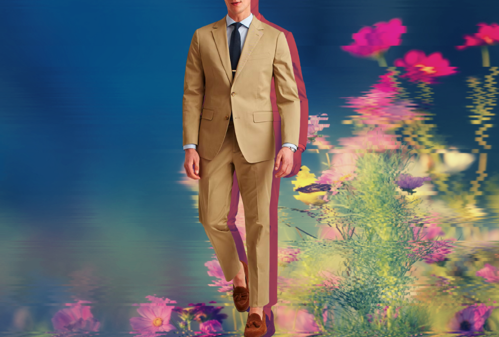 men's cotton khaki suit