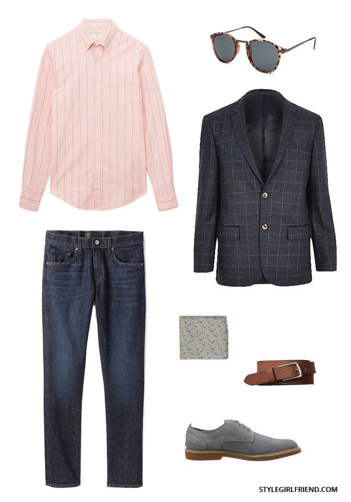 check blazer, men's style