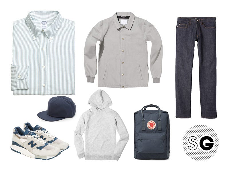 stripes, jeans, gray, monochrome, fjallraven, new balance