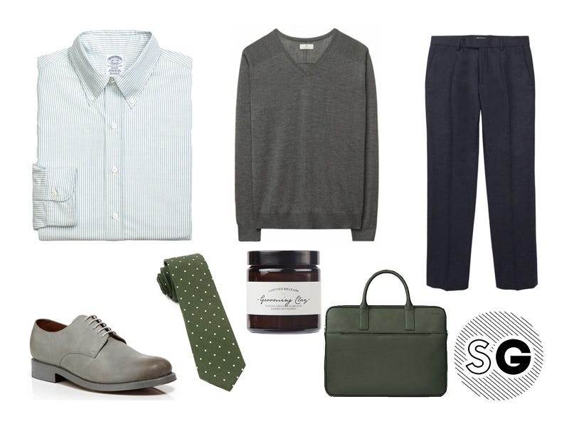 green, grenson, jack spade, office style, work, trousers