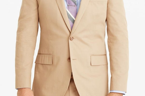 how to wear khaki, khaki suit, khaki pants, summer office wardrobe, summer office style, blue dress shirt
