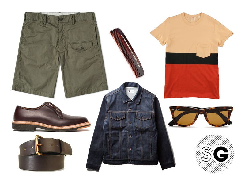 snoopy, stripes, levi's, modern cargo short, denim jacket