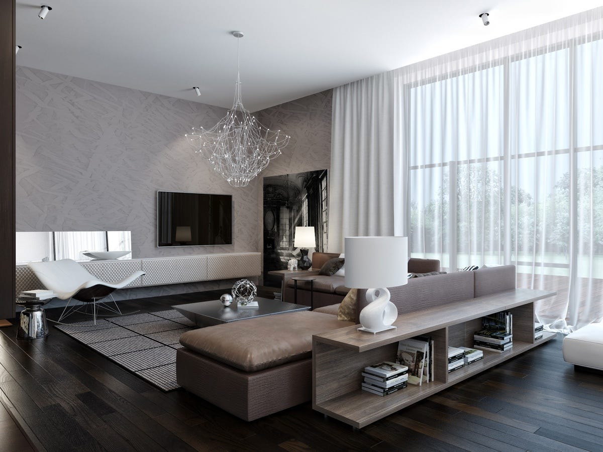 Neutral Modern Living Room Maple Floors