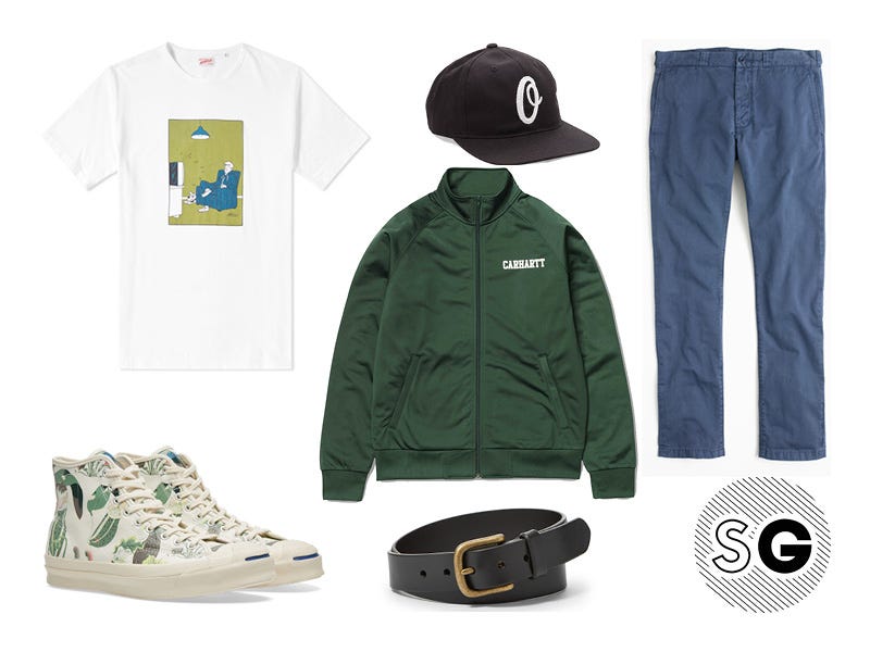 arpenteur, tee, graphic tee, track jacket, chino, jack purcell, converse, collaboration, fossil, obey