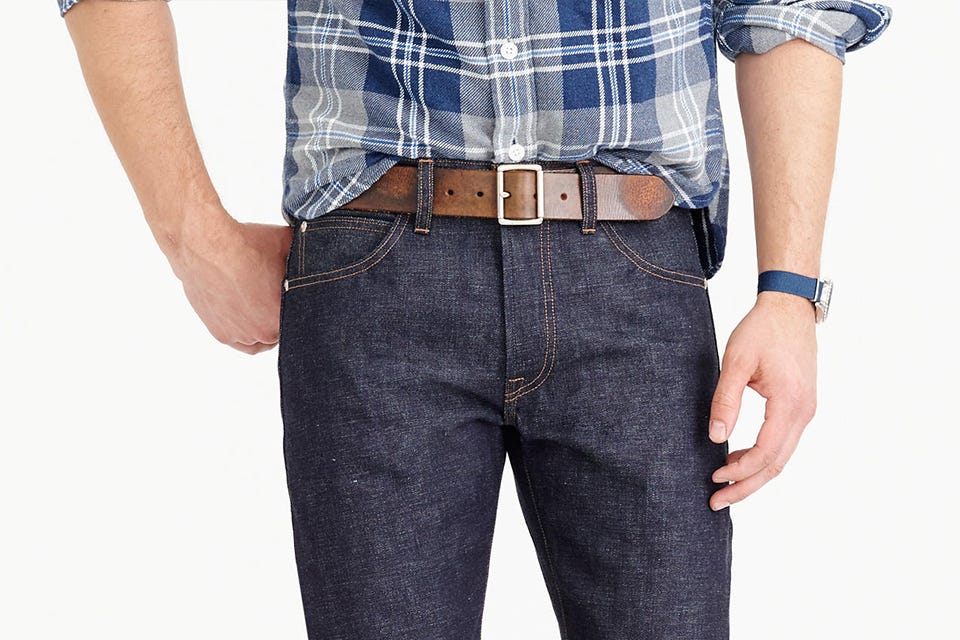 brown casual belt men, jeans men, denim men, plaid shirt,