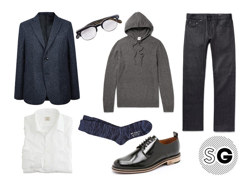 date night, aspesi, ami, mr.gray, jean shop, business casual, layer, oliver peoples, j.crew, officine generale