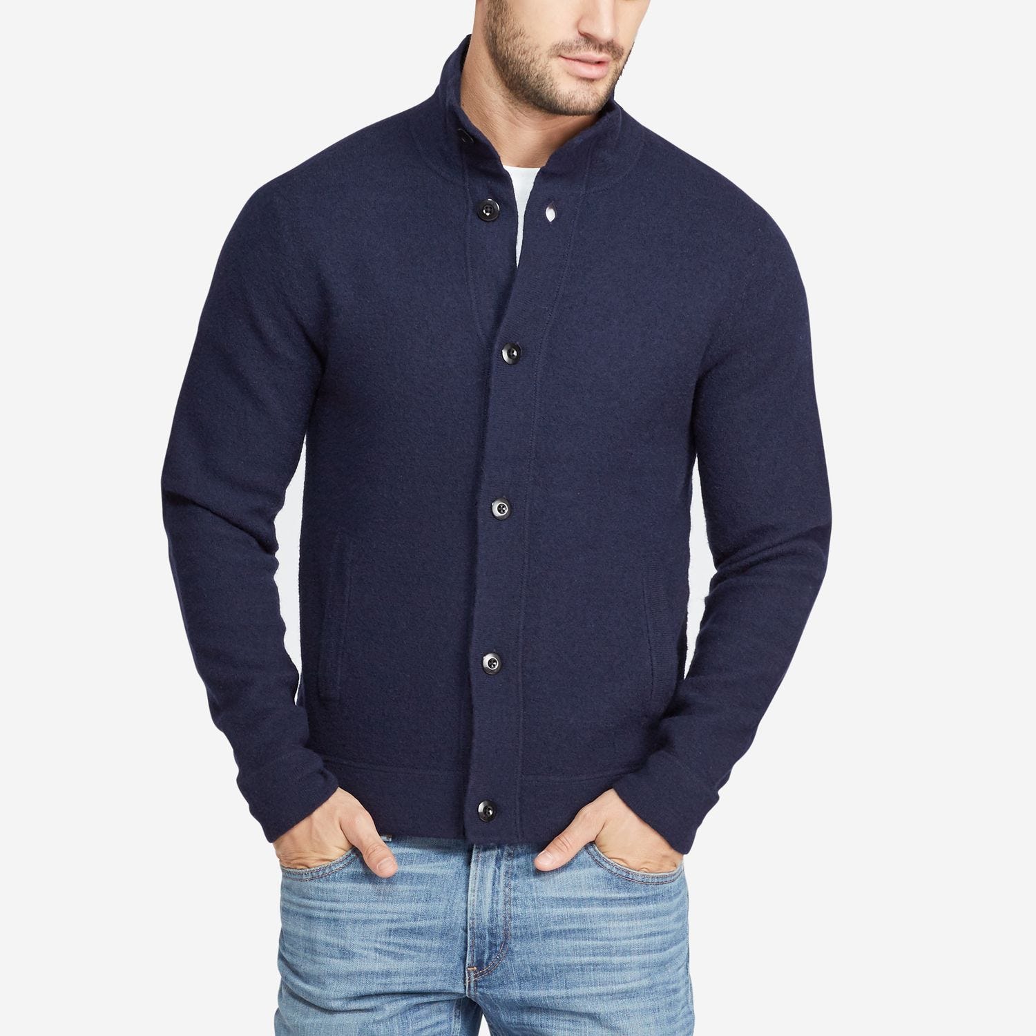 Navy cardigan outlet men's style