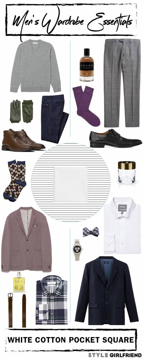 Men's Wardrobe Essential: White Cotton Pocket Square - Style Girlfriend