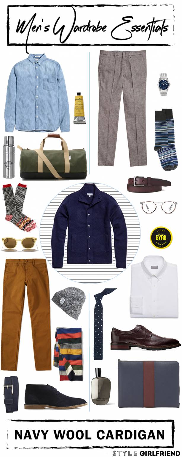 Men's Wardrobe Essential: Navy Wool Cardigan - Style Girlfriend