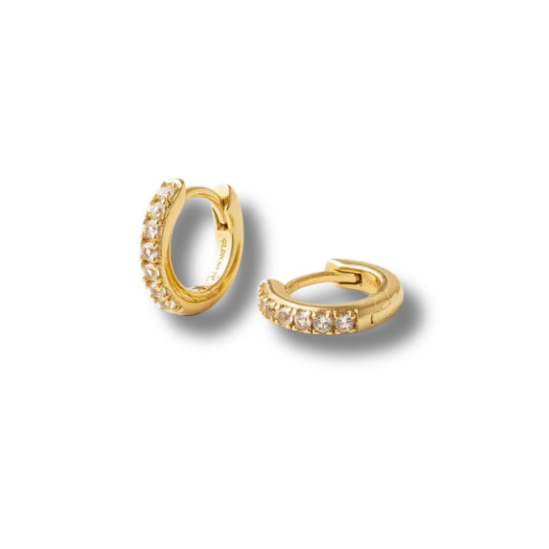 gldn Olivia White Sapphire Huggie Hoops