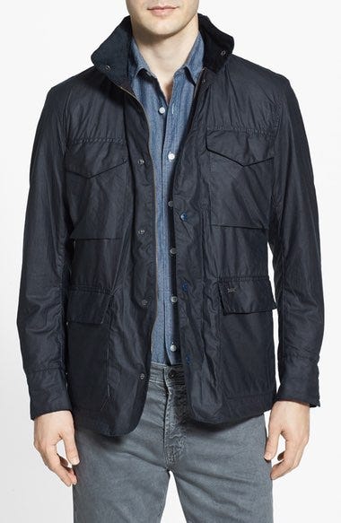 ways to wear a field jacket, barbour waxed jacket