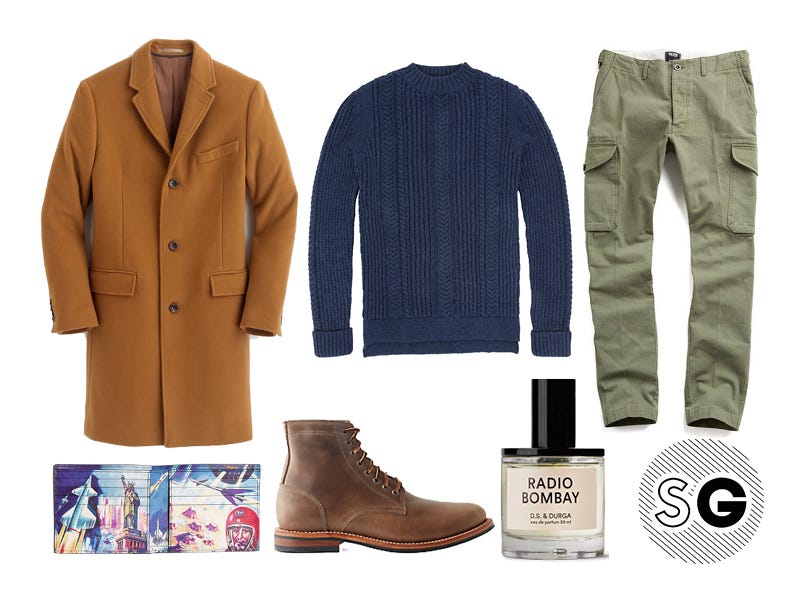 cargo pants, top coat, rugged gentleman