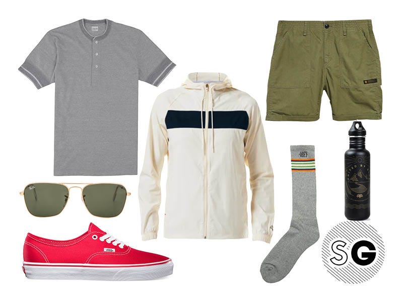 windbreaker, neighborhood, shuttle notes, obey, ray-ban, vans, united by blue