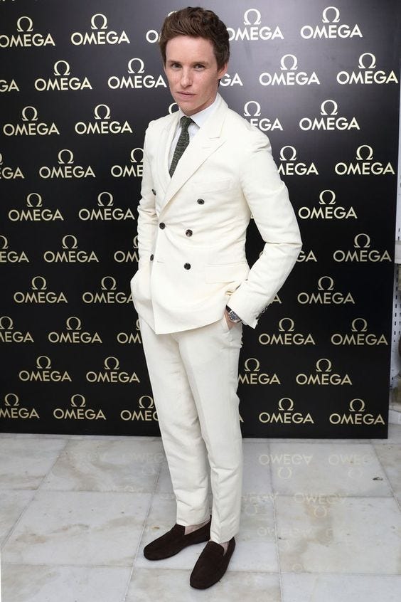 eddie redmayne in white suit