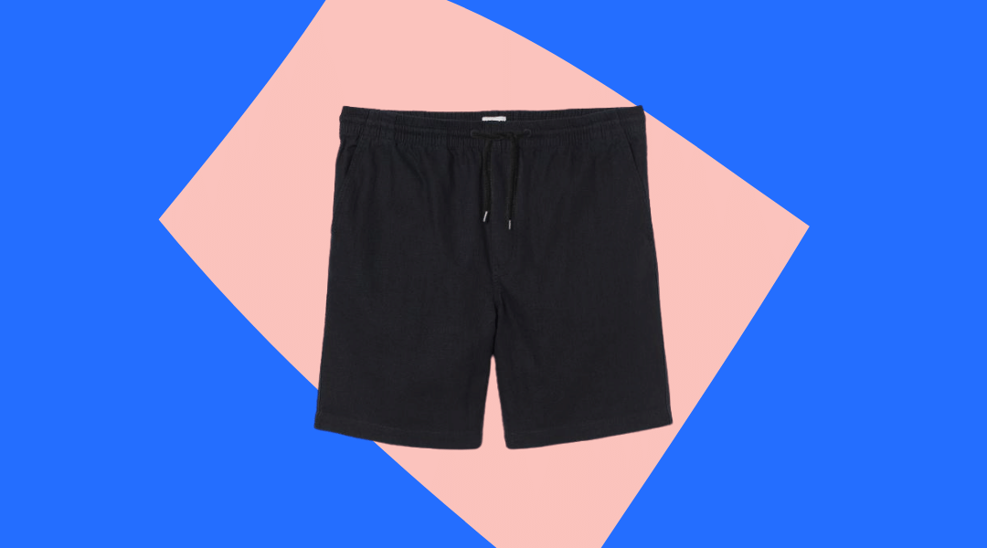 h&m black linen blend shorts