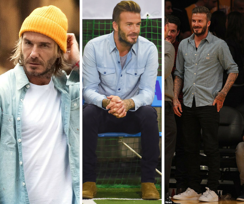 david beckham wearing chambray