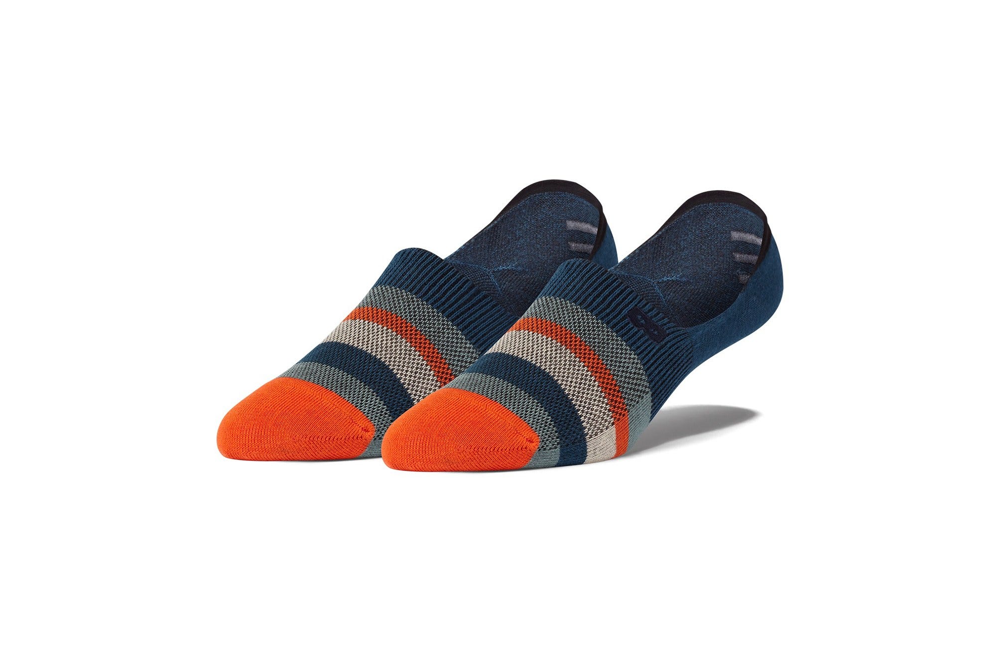 no-show socks navy orange