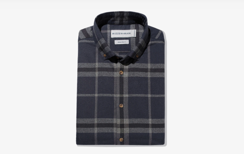 mizzen+main navy large check flannel shirt