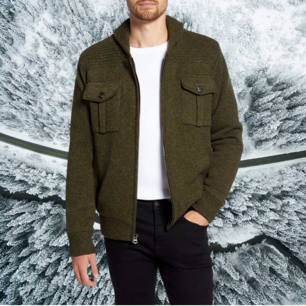 rag & bone army green zip-up sweater cardigan