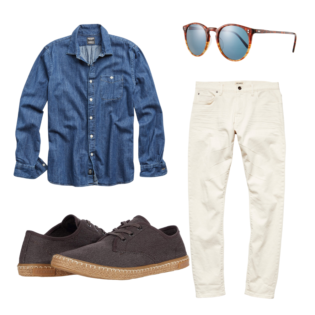 Denim shirt deals outfit mens