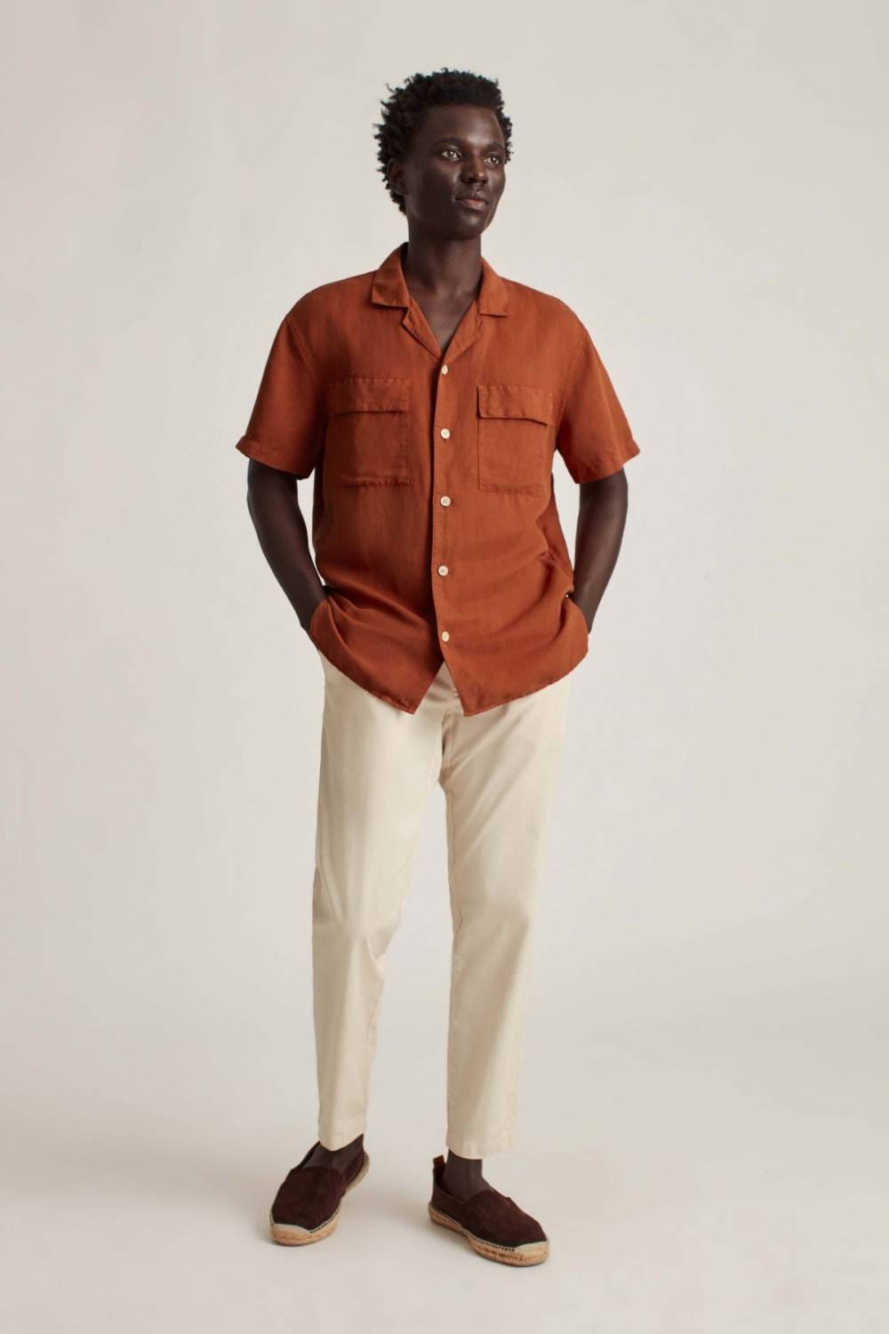 Brown Linen Long Sleeve Shirt Outfits For Men (10 ideas & outfits)