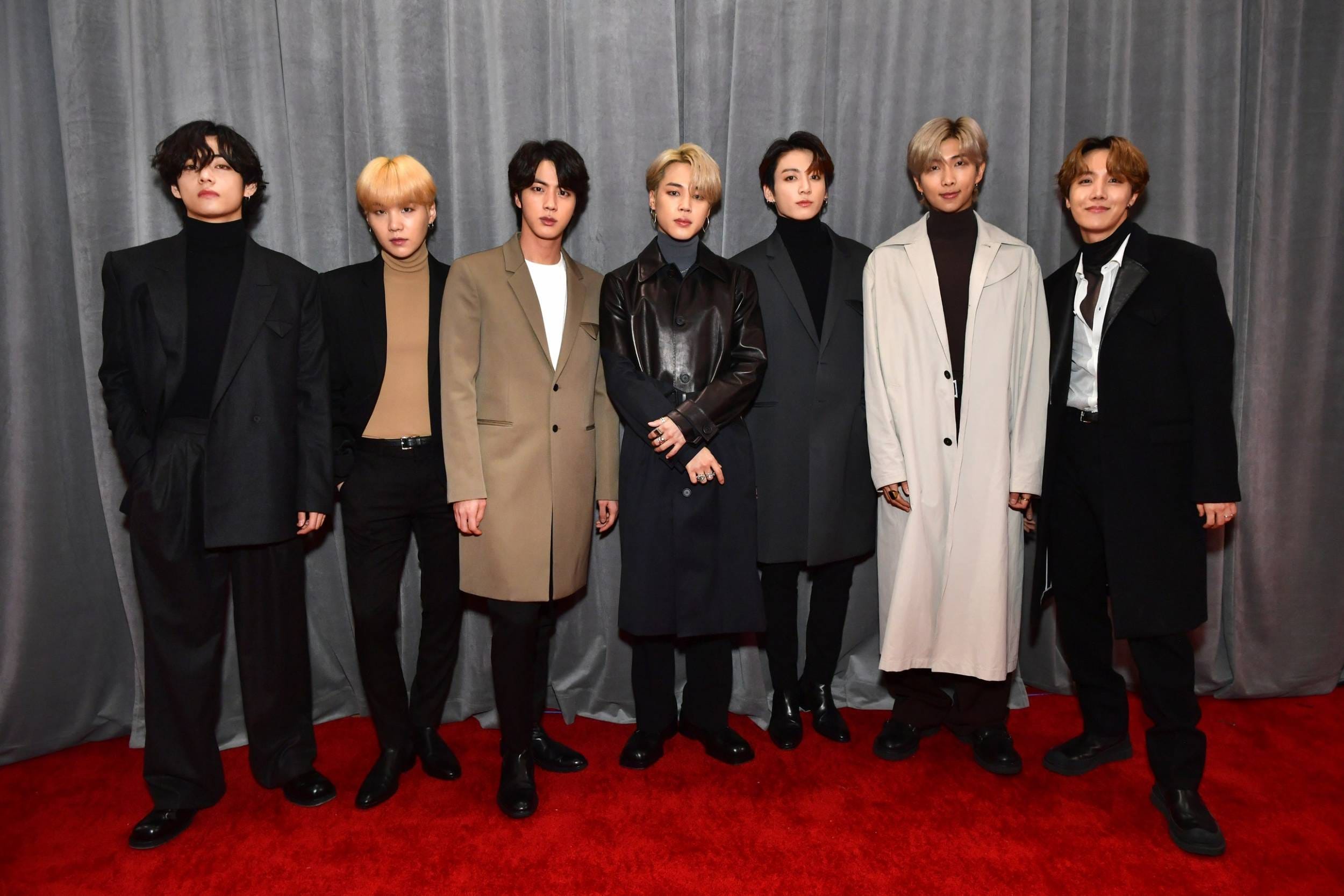 BTS in Custom Louis Vuitton Suits at 2022 Grammys: Details, Photos