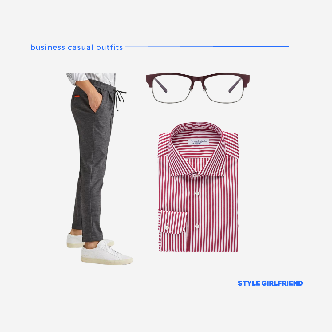 men's business casual outfit with drawstring pants