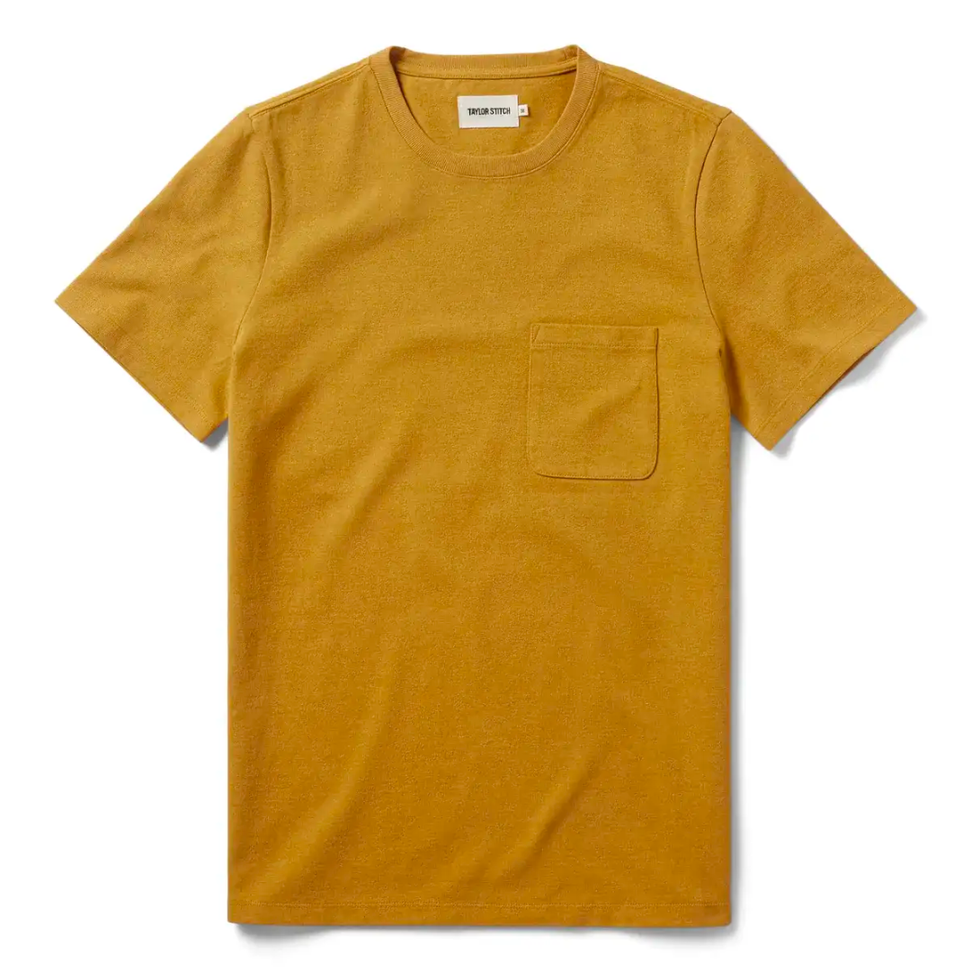 taylor stitch heavy bag tee in yellow