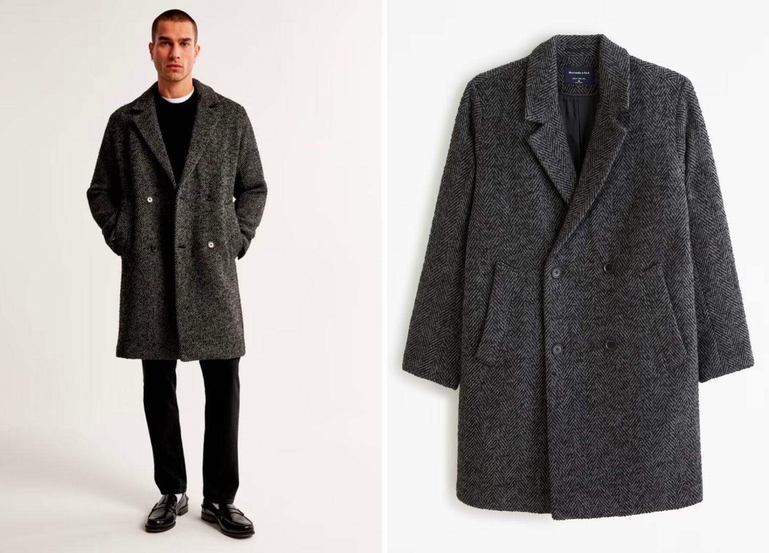 abercrombie double breasted wool coat