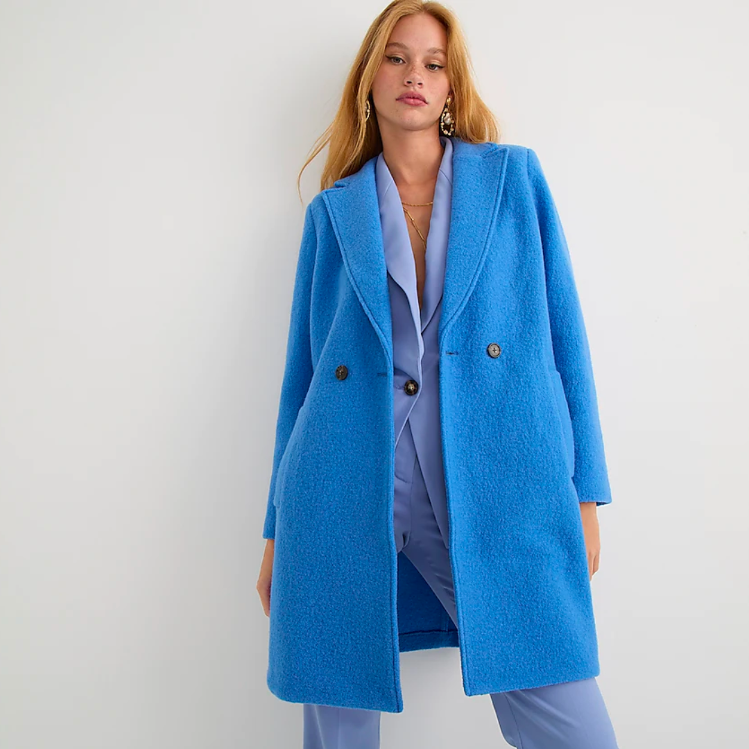blue women's topcoat