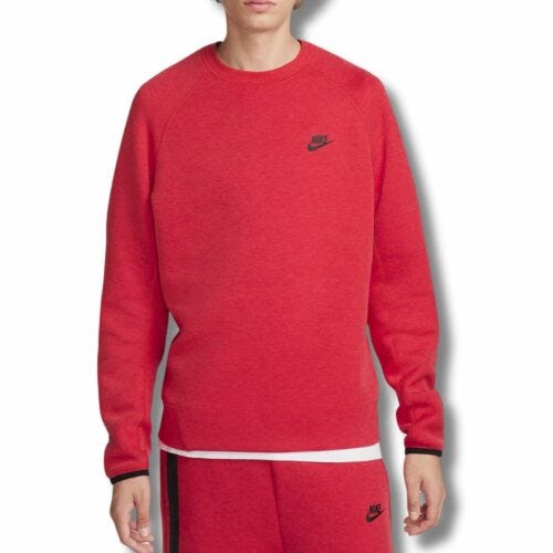 nike tech fleece crewneck sweatshirt in red