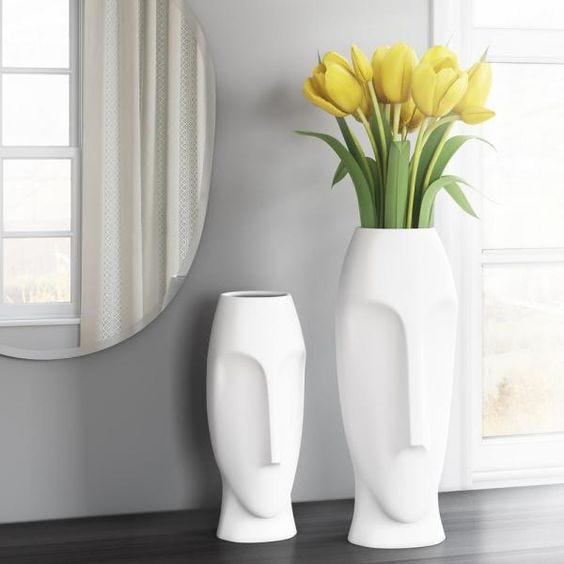 abstract faces vases, home decor ideas