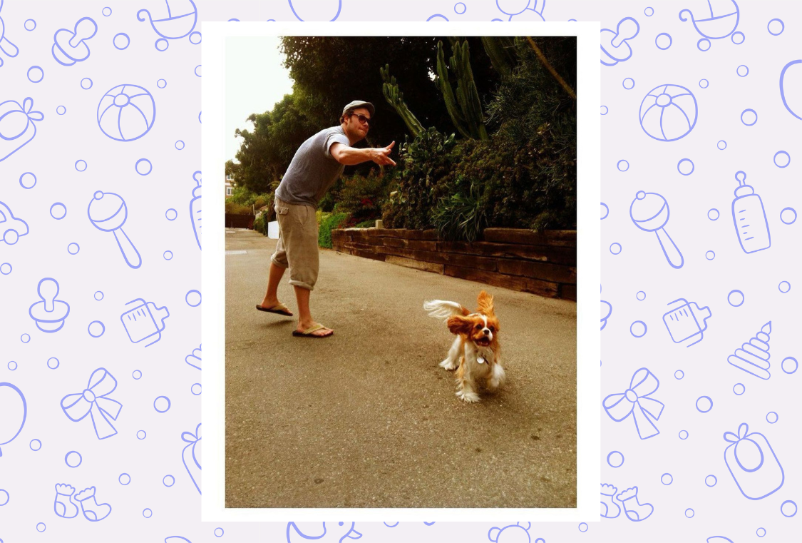 Seth Rogen with dog Zelda