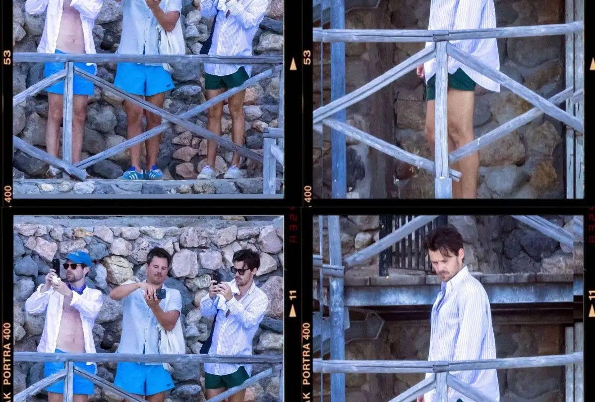 Harry Styles wearing shorts in Italy on vacation