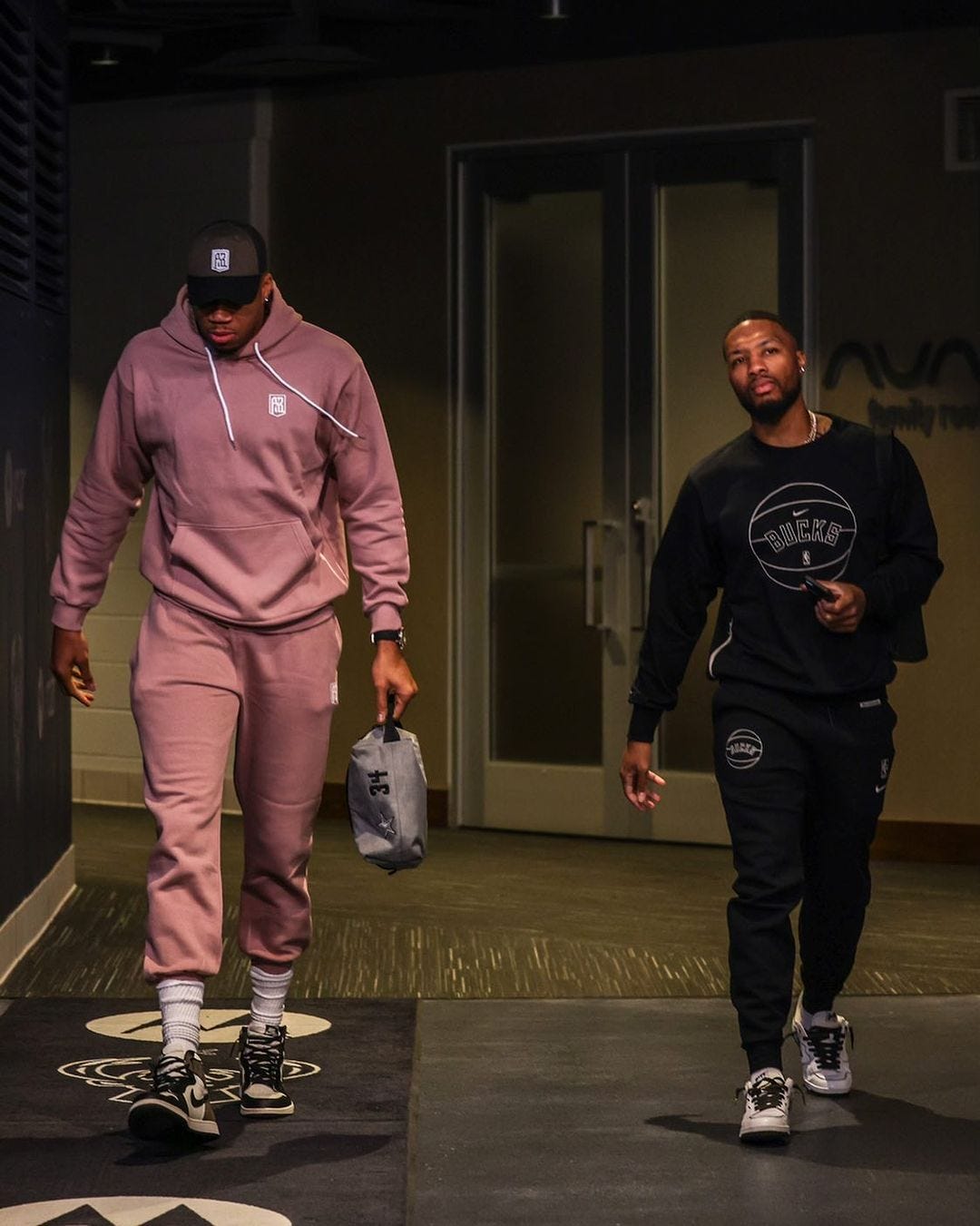 giannis and damian lillard in sweatsuits