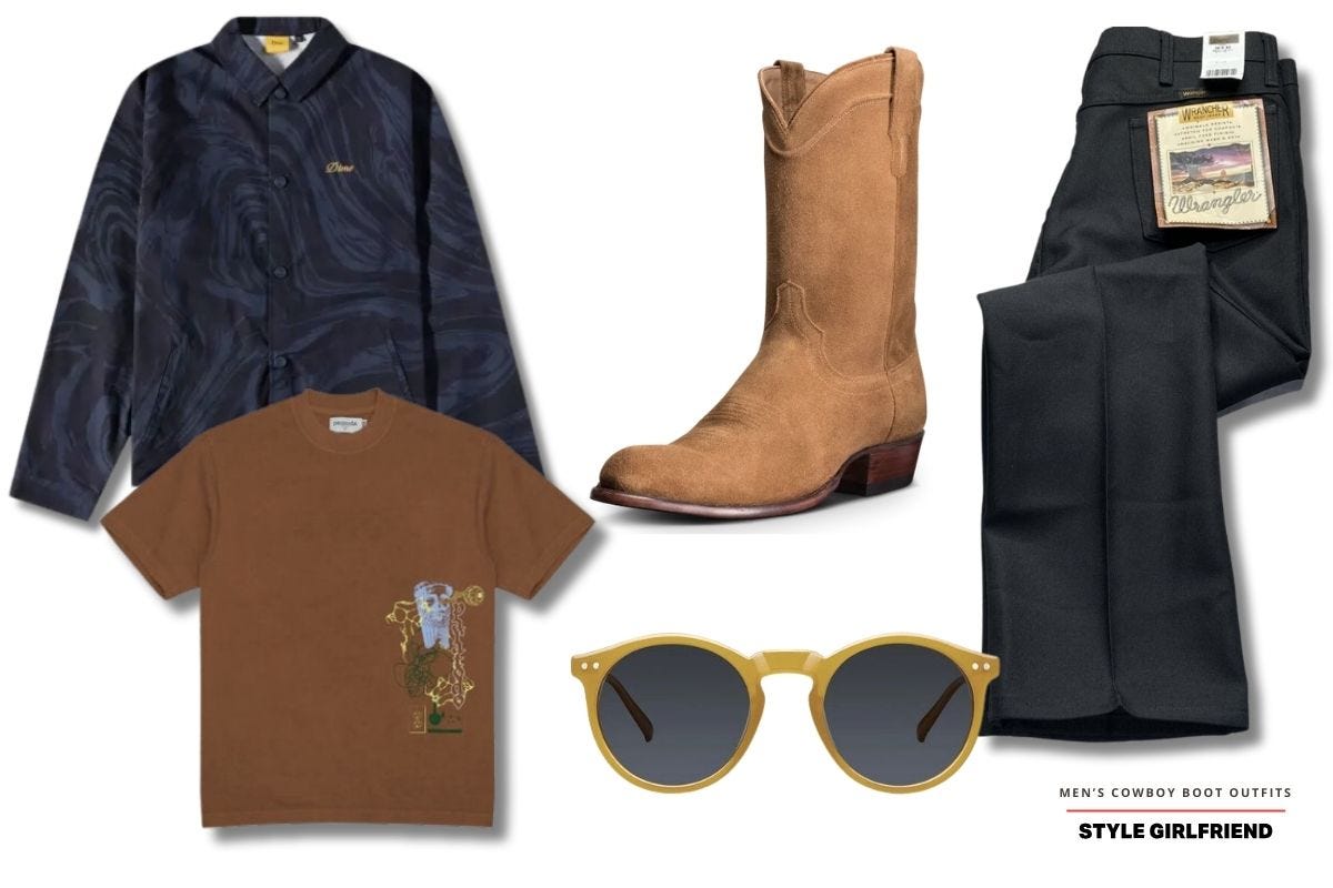 Mens cowboy boots outlet outfit