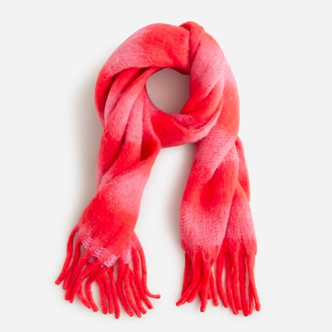 jcrew red and pink scarf