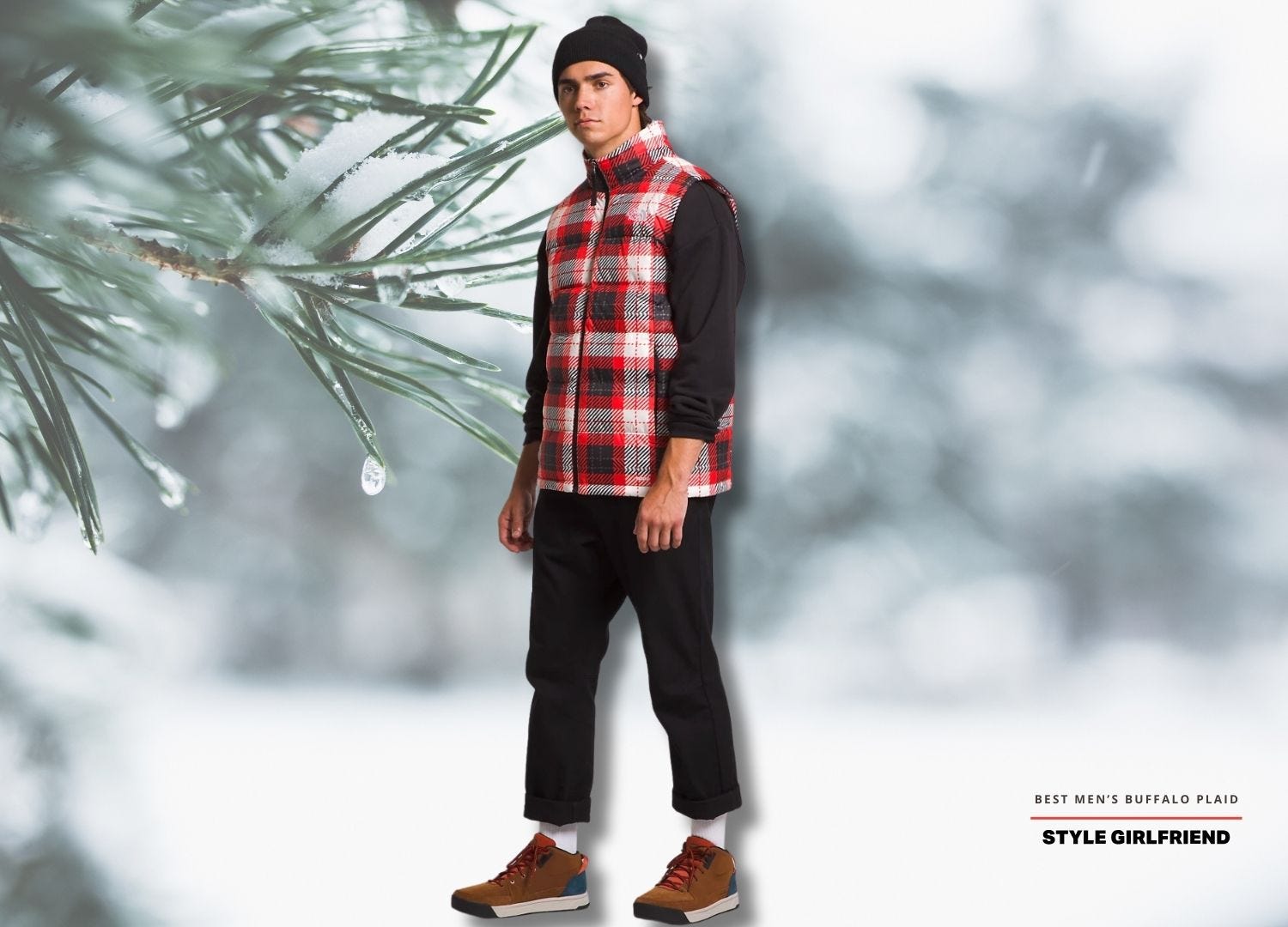 North face buffalo plaid vest sale