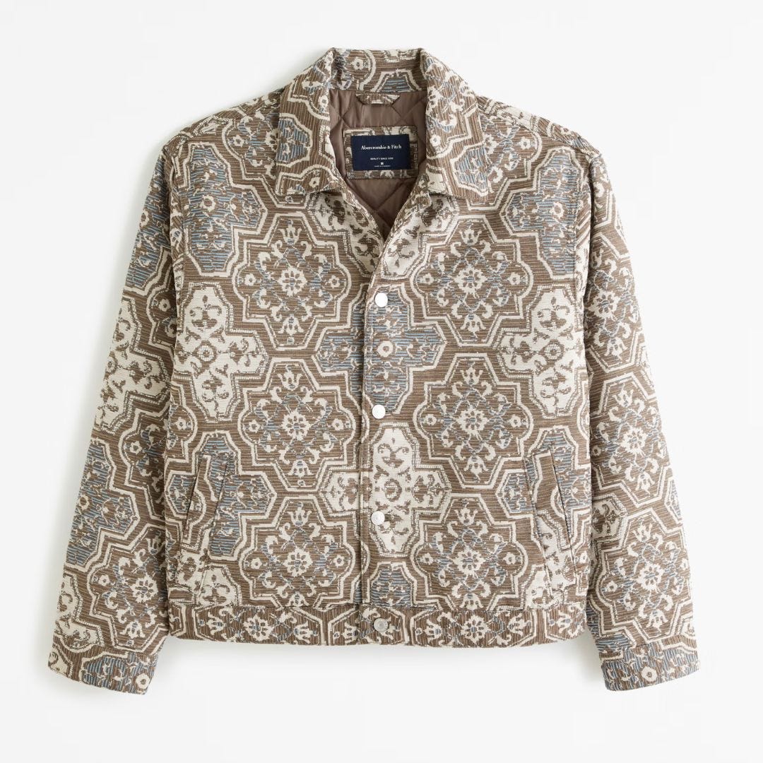 abercrombie brown pattern cropped jacket