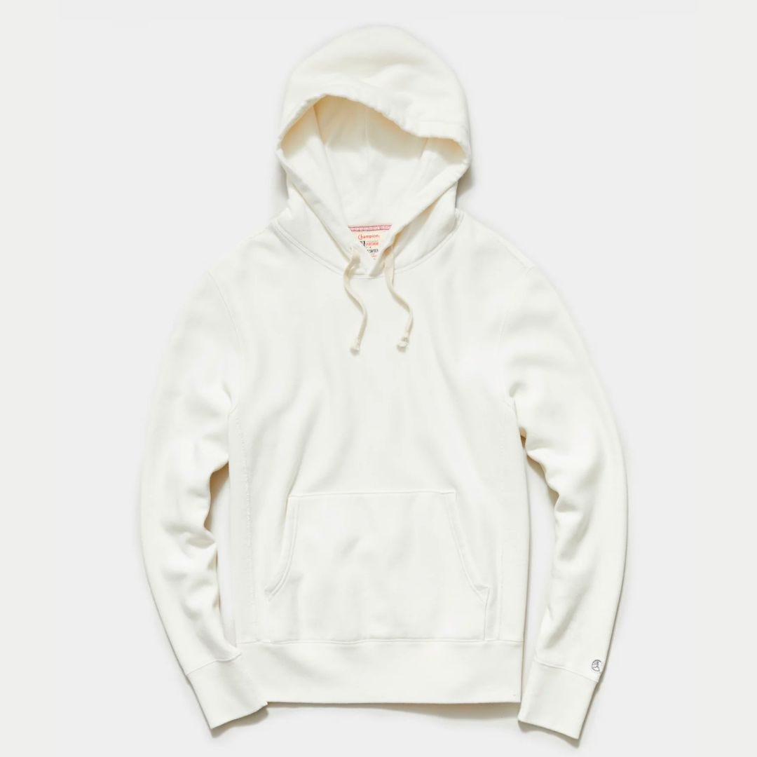 todd snyder midweight popover hoodie in antique white