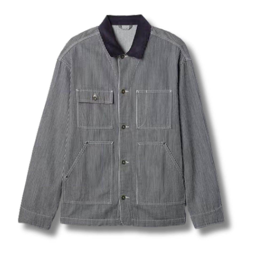 gap railroad denim work jacket flat lay