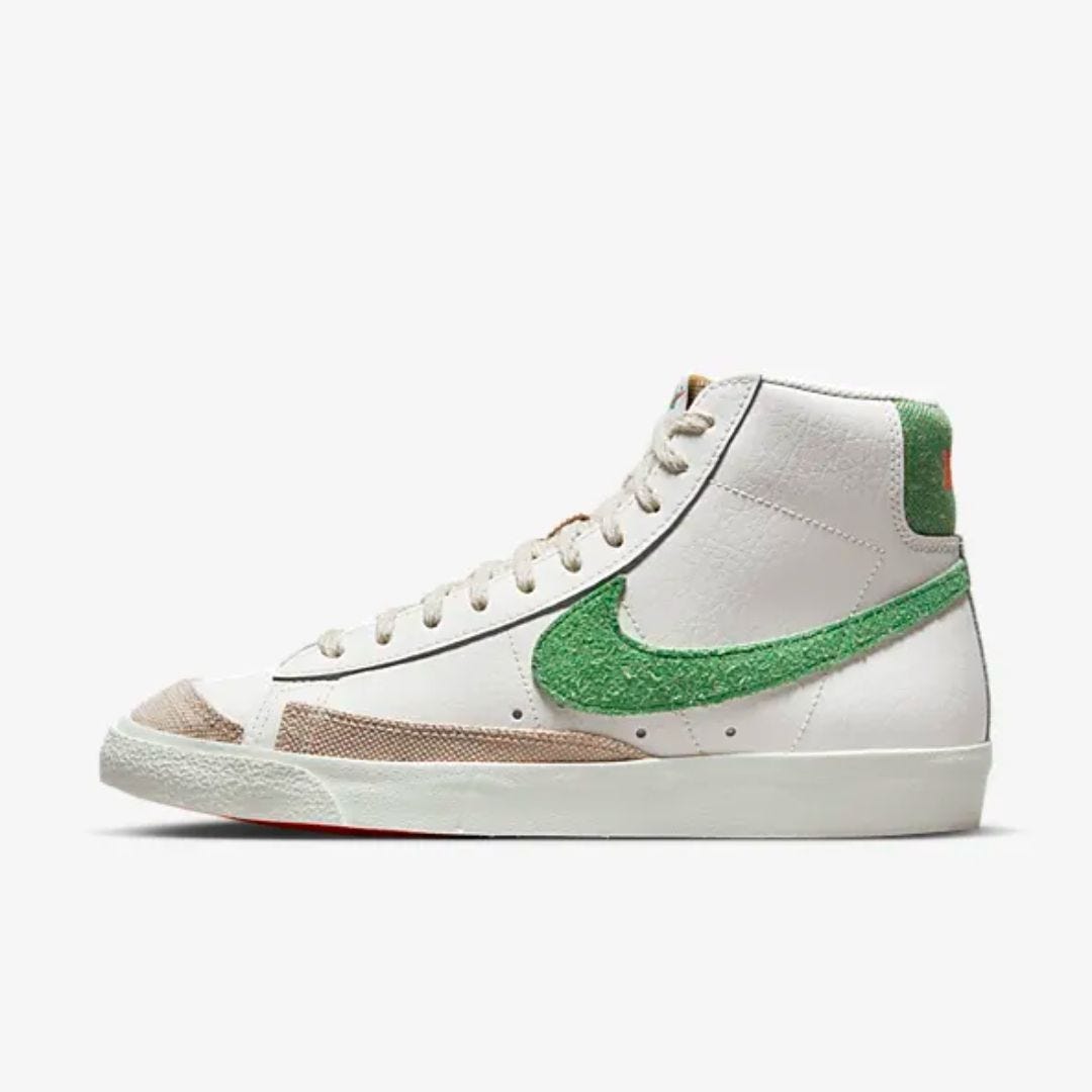 nike blazer mid '77 vintage white and green sneakers