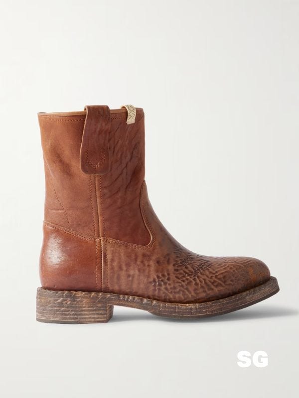 brown wabanaki leather boots from Visvim
