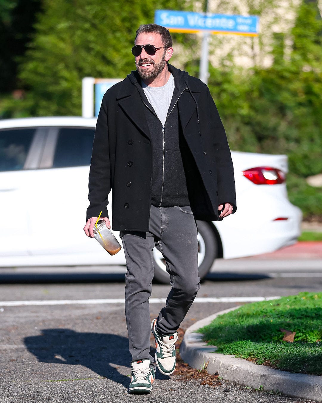 ben affleck peacoat and jeans