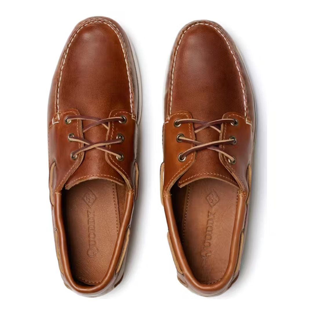 Quoddy 'Head' boat shoe in whiskey brown leather
